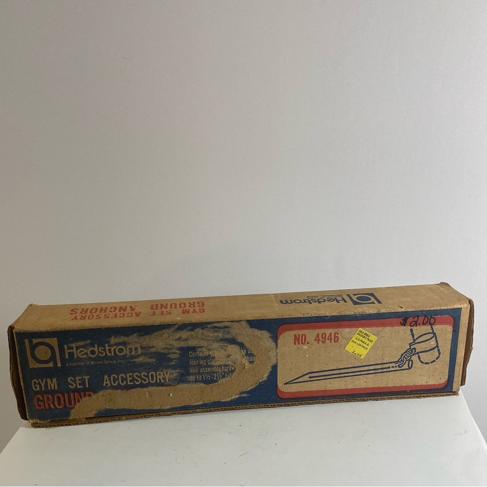Vintage Hedstrom Swing Set Ground Anchors Set of 4  in Original Unopened Box